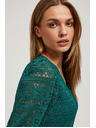 Moodo Smaragdna čipkasta bluza z napihnjnimi rokavi Moodo