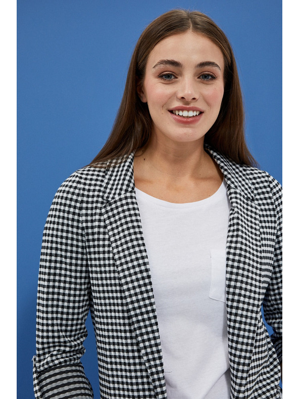 Moodo Črno-belo nežno karirasto suknjič Moodo