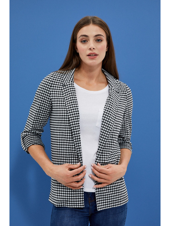 Moodo Črno-belo nežno karirasto suknjič Moodo