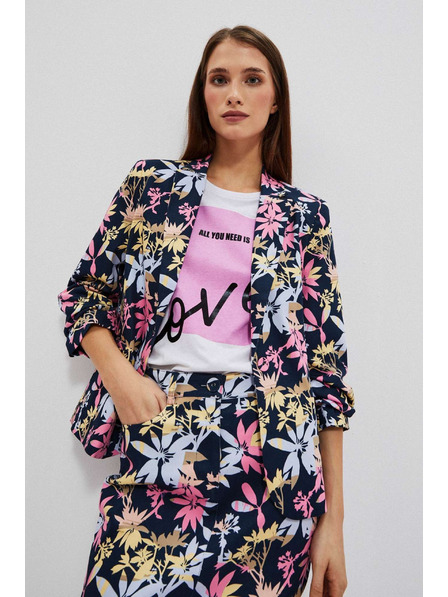 Moodo Enostranski blazer z rastlinskim tiskom Moodo