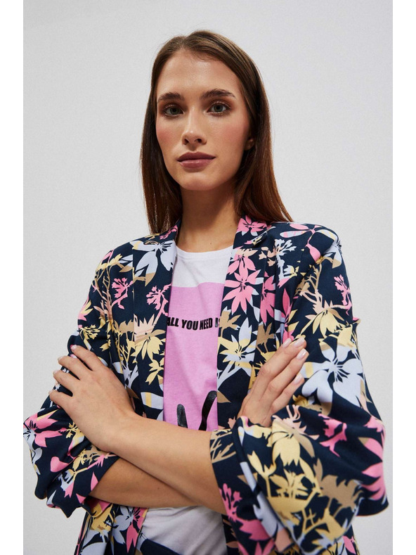 Moodo Enostranski blazer z rastlinskim tiskom Moodo
