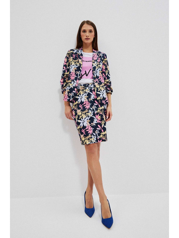 Moodo Enostranski blazer z rastlinskim tiskom Moodo