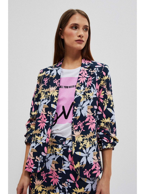 Moodo Enostranski blazer z rastlinskim tiskom Moodo