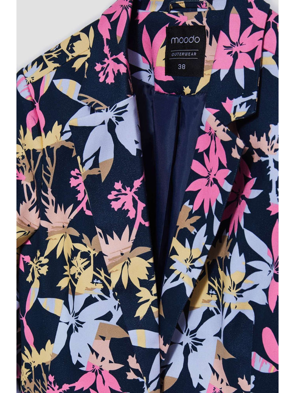 Moodo Enostranski blazer z rastlinskim tiskom Moodo