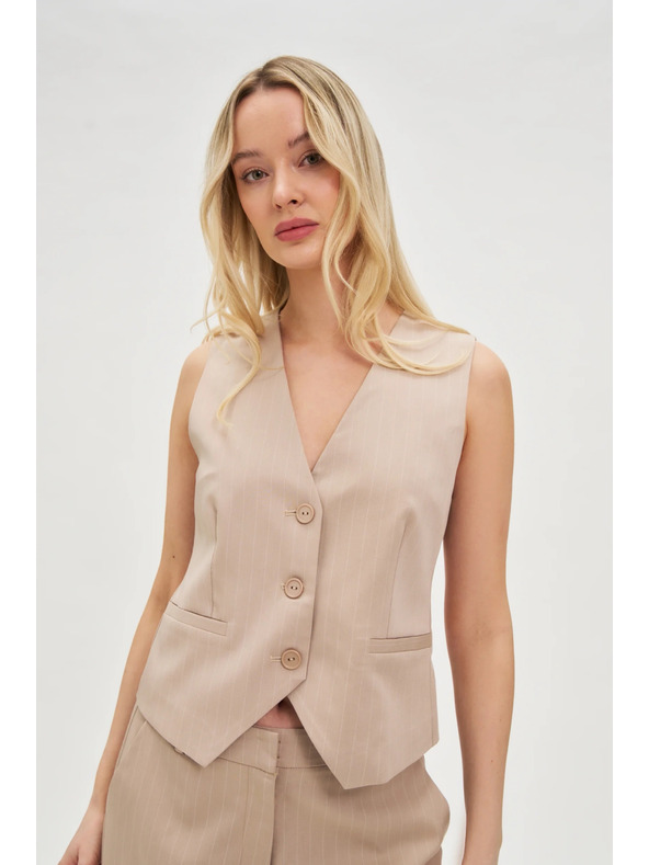 Moodo Telovnik v črtah bež Moodo