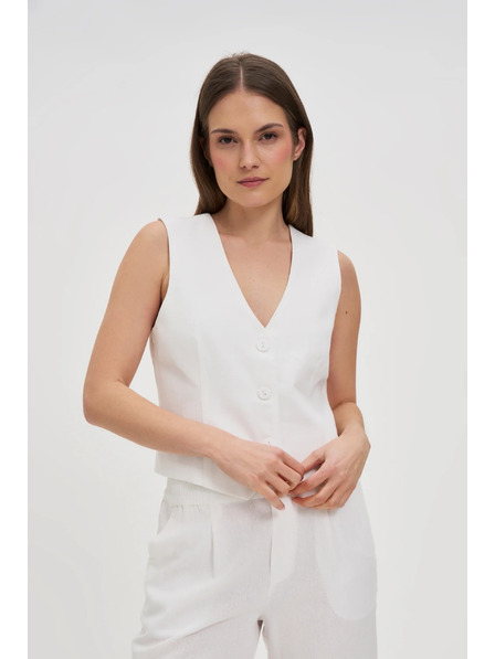 Moodo Telovnik z dodatkom lanu bel Moodo