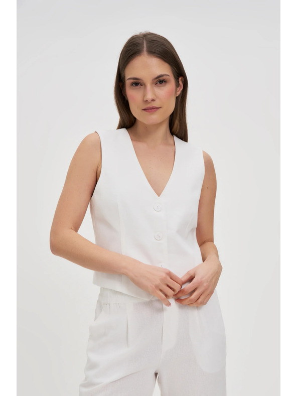 Moodo Telovnik z dodatkom lanu bel Moodo