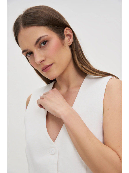 Moodo Telovnik z dodatkom lanu bel Moodo