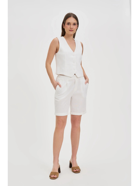 Moodo Telovnik z dodatkom lanu bel Moodo