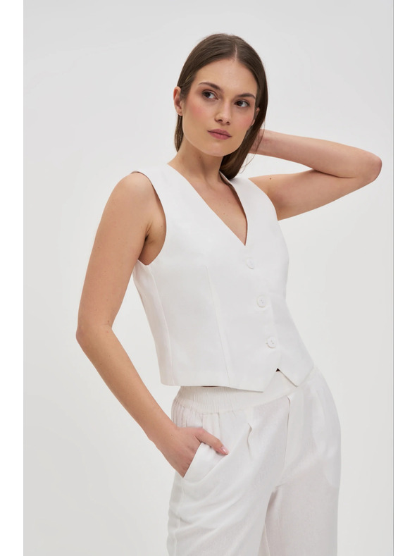 Moodo Telovnik z dodatkom lanu bel Moodo