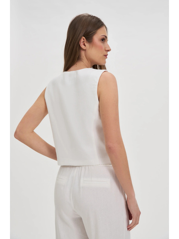 Moodo Telovnik z dodatkom lanu bel Moodo