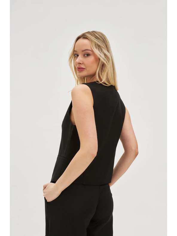 Moodo Telovnik z dodatkom lanu črn Moodo