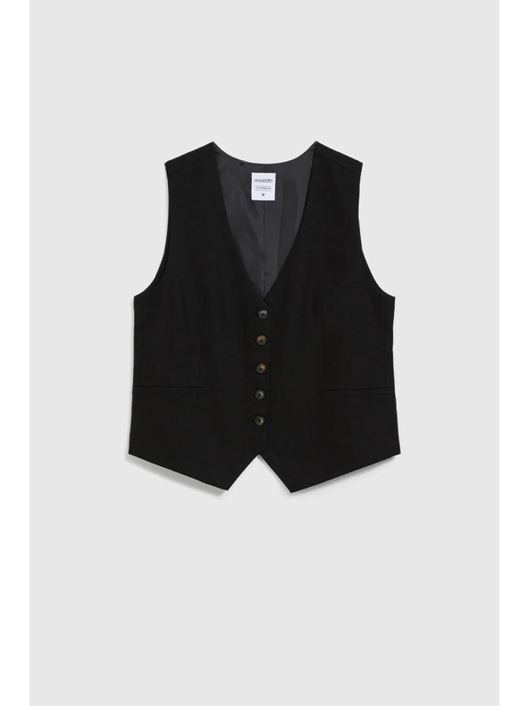 Moodo Telovnik z dodatkom lanu črn Moodo