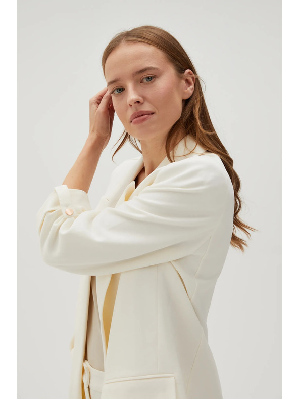 Moodo Eleganten bel suknjič z zavihrtanimi rokavi Moodo