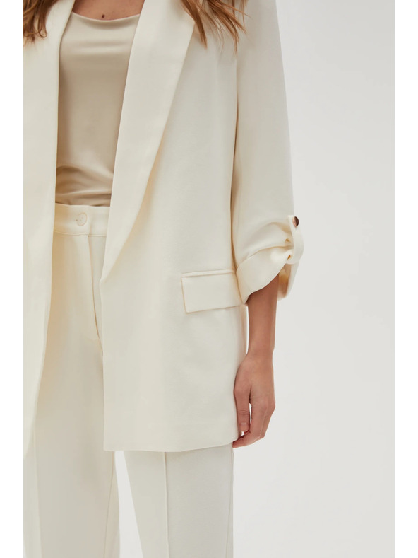 Moodo Eleganten bel suknjič z zavihrtanimi rokavi Moodo