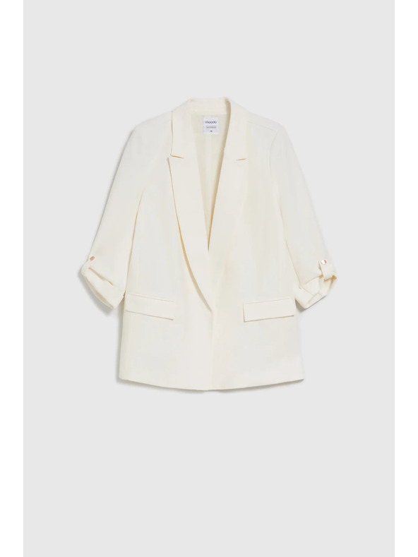 Moodo Eleganten bel suknjič z zavihrtanimi rokavi Moodo