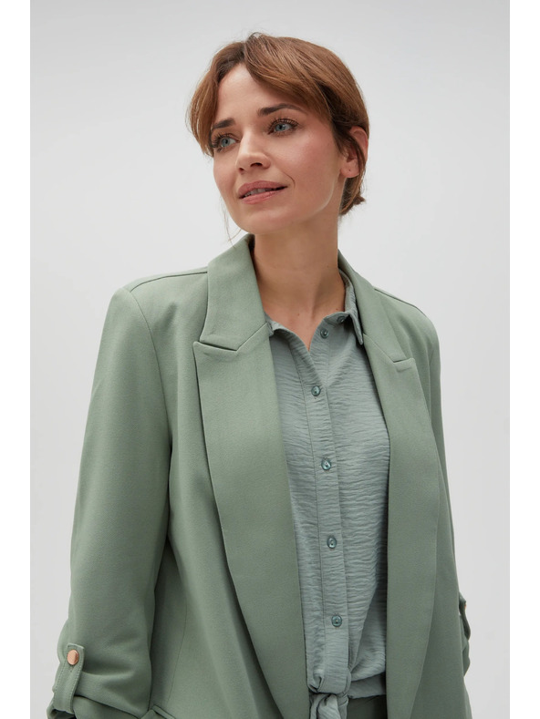 Moodo Suknjič z zavihrtanimi rokavi olivno zelen Moodo