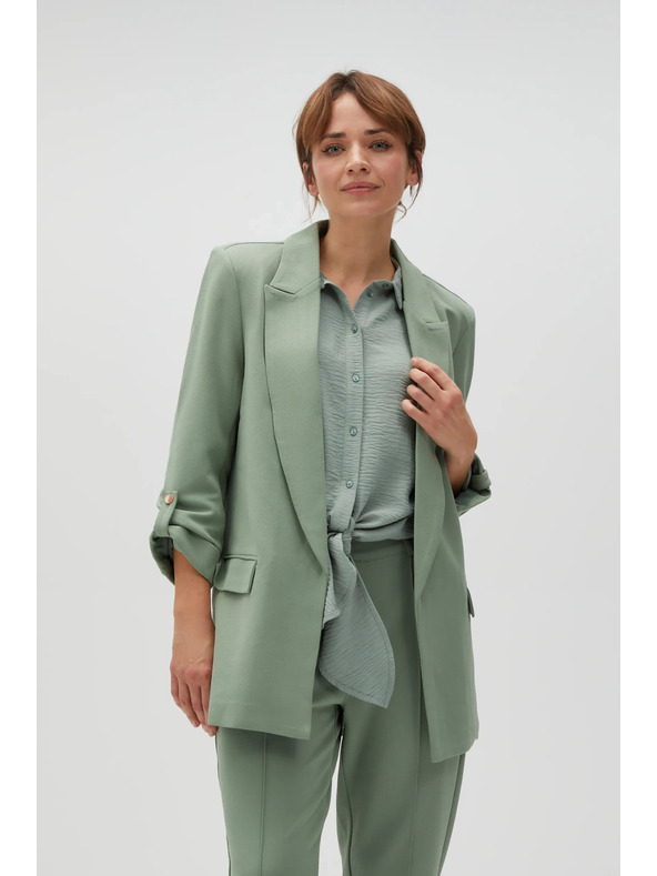 Moodo Suknjič z zavihrtanimi rokavi olivno zelen Moodo