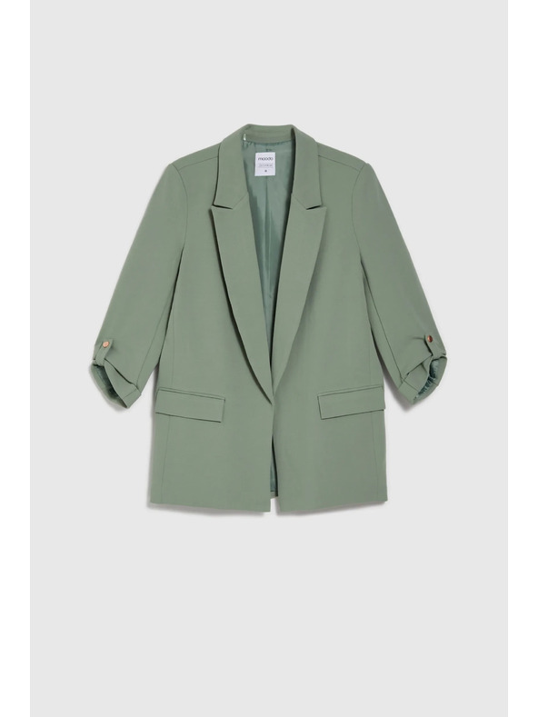 Moodo Suknjič z zavihrtanimi rokavi olivno zelen Moodo