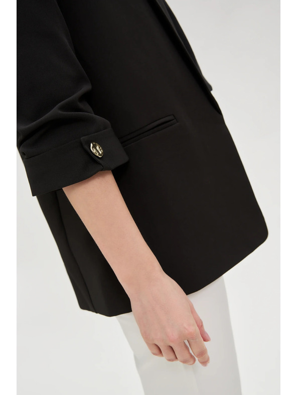 Moodo Suknjič z nagubanimi 3/4 rokavi črn Moodo