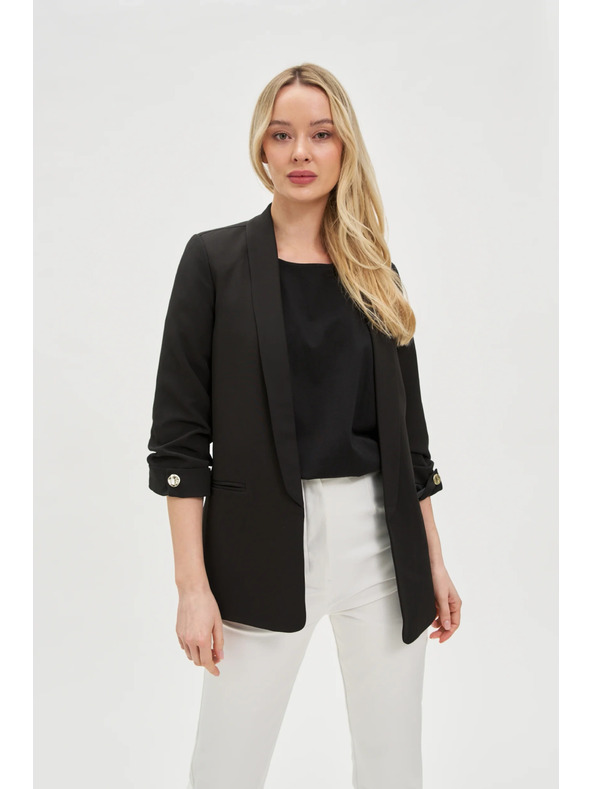 Moodo Suknjič z nagubanimi 3/4 rokavi črn Moodo