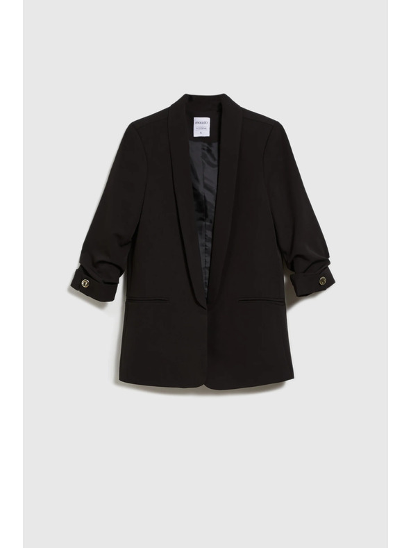 Moodo Suknjič z nagubanimi 3/4 rokavi črn Moodo