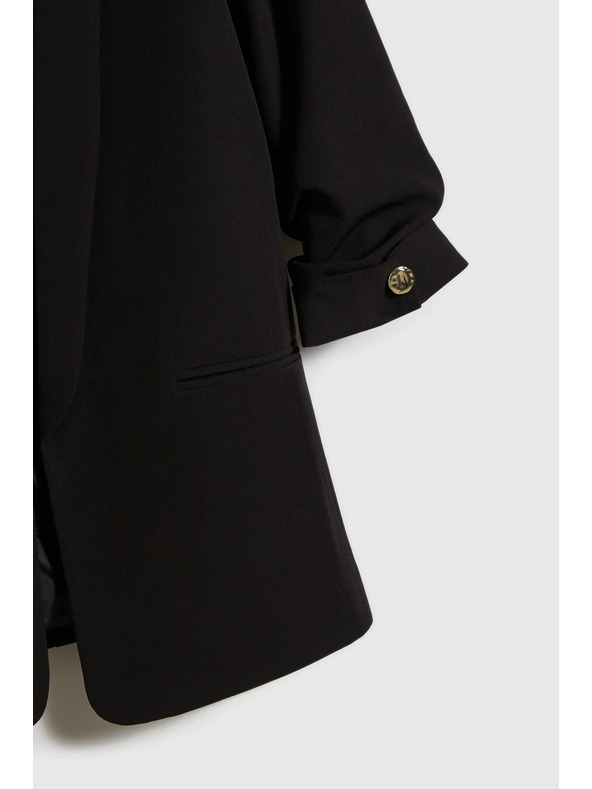 Moodo Suknjič z nagubanimi 3/4 rokavi črn Moodo