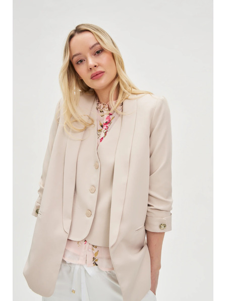 Moodo Bež suknjič z gubami na 3/4 rokavi Moodo