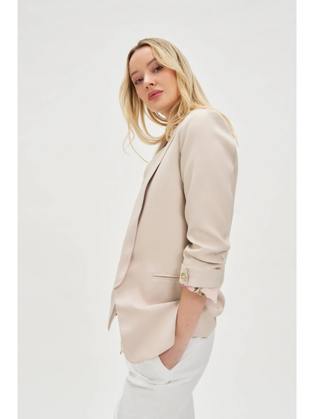 Moodo Bež suknjič z gubami na 3/4 rokavi Moodo