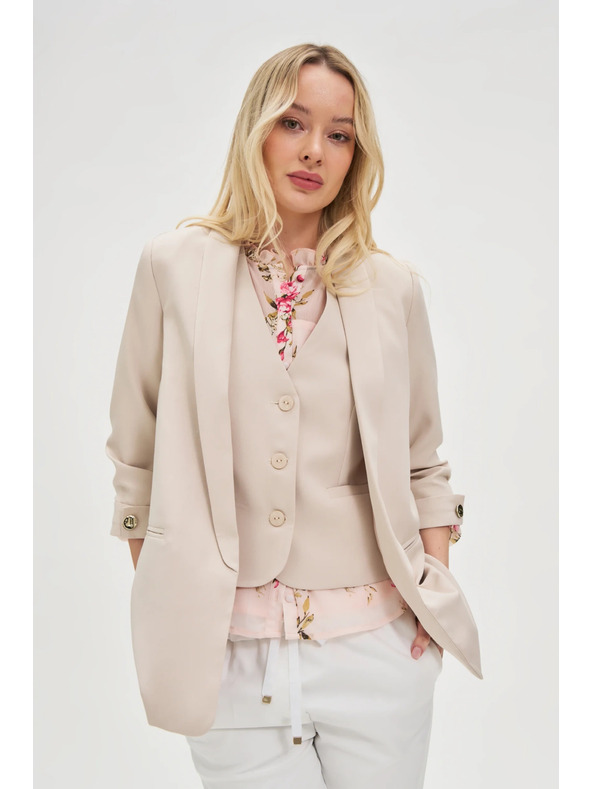 Moodo Bež suknjič z gubami na 3/4 rokavi Moodo