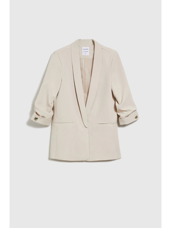 Moodo Bež suknjič z gubami na 3/4 rokavi Moodo