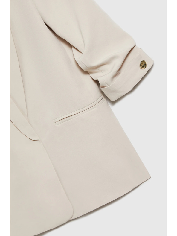 Moodo Bež suknjič z gubami na 3/4 rokavi Moodo