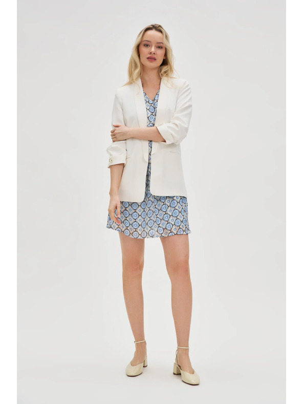 Moodo Suknjič z nagubanim rokavom bel Moodo