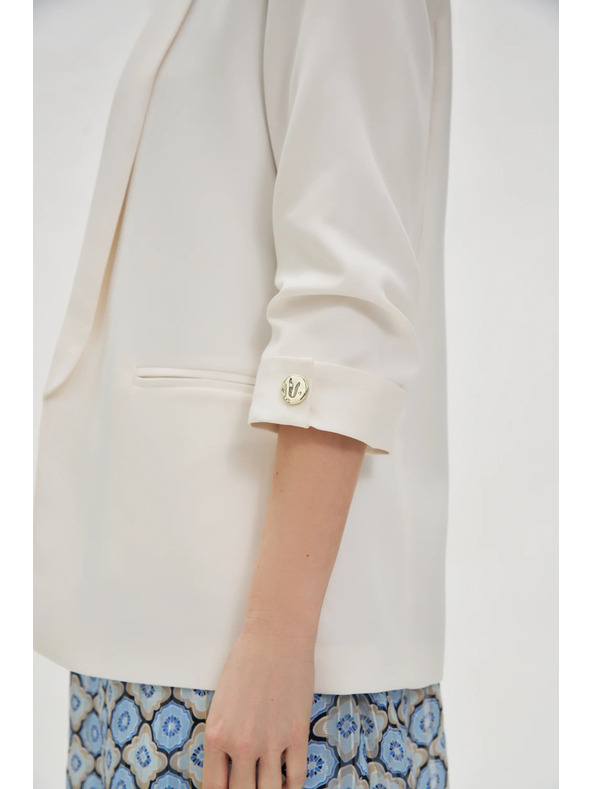 Moodo Suknjič z nagubanim rokavom bel Moodo