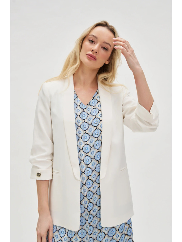 Moodo Suknjič z nagubanim rokavom bel Moodo