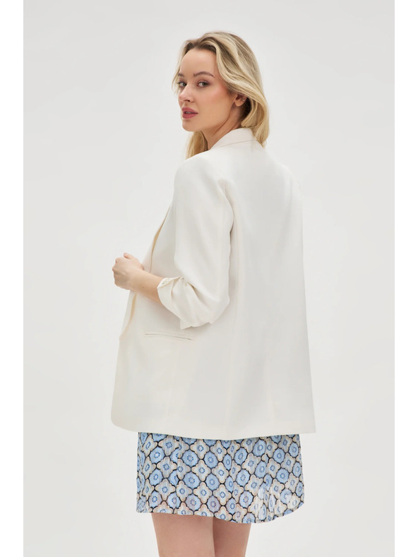 Moodo Suknjič z nagubanim rokavom bel Moodo