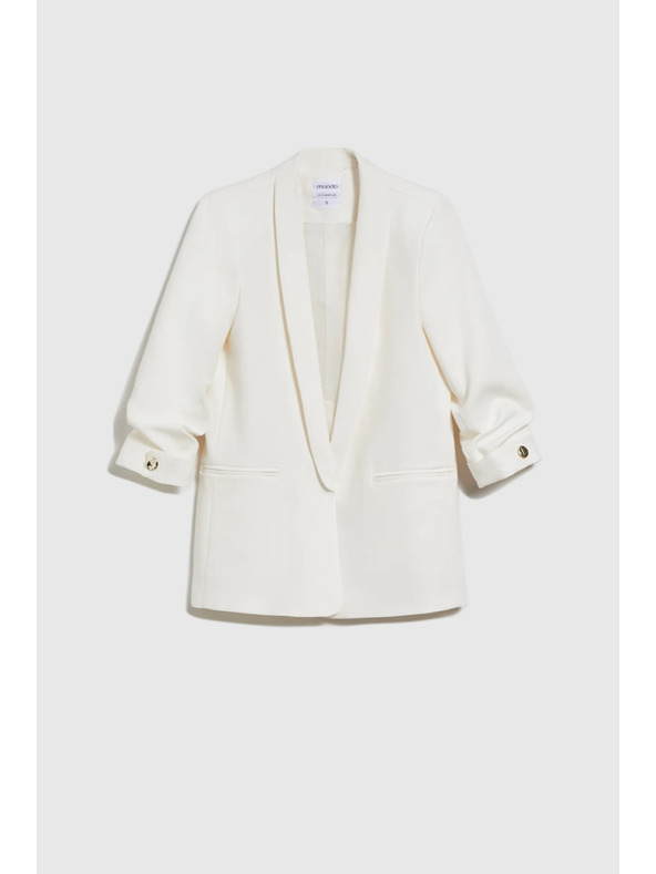 Moodo Suknjič z nagubanim rokavom bel Moodo