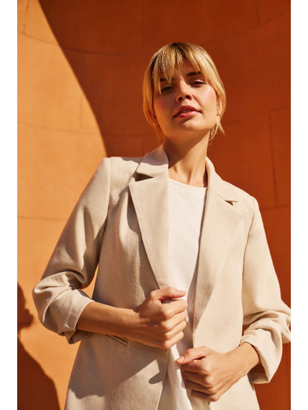 Moodo Suknjič z nagubanimi 3/4 rokavi bež Moodo