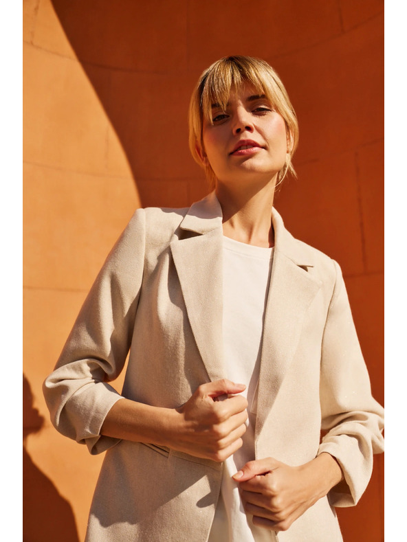 Moodo Suknjič z nagubanimi 3/4 rokavi bež Moodo