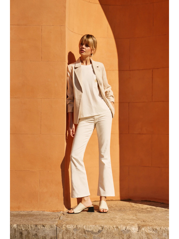 Moodo Suknjič z nagubanimi 3/4 rokavi bež Moodo