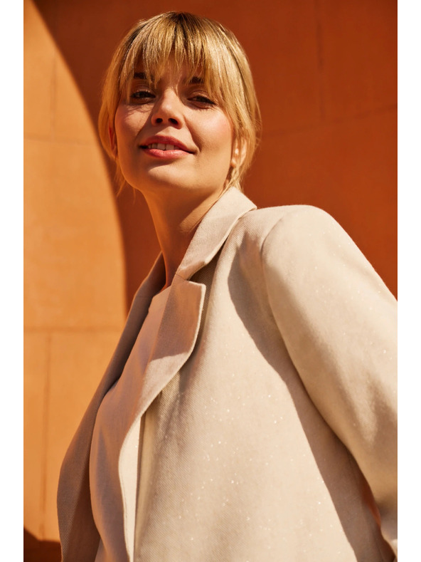 Moodo Suknjič z nagubanimi 3/4 rokavi bež Moodo