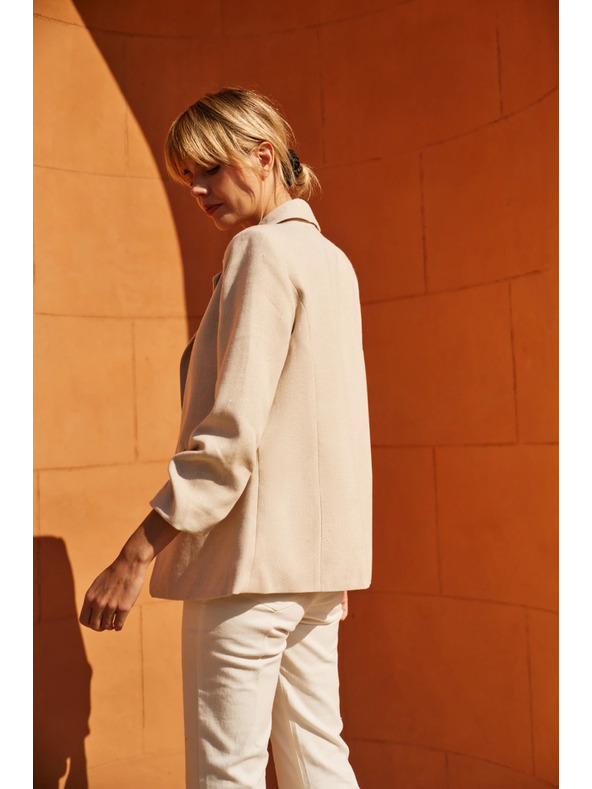 Moodo Suknjič z nagubanimi 3/4 rokavi bež Moodo