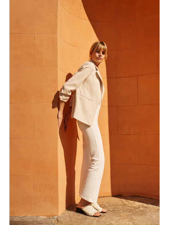 Moodo Suknjič z nagubanimi 3/4 rokavi bež Moodo