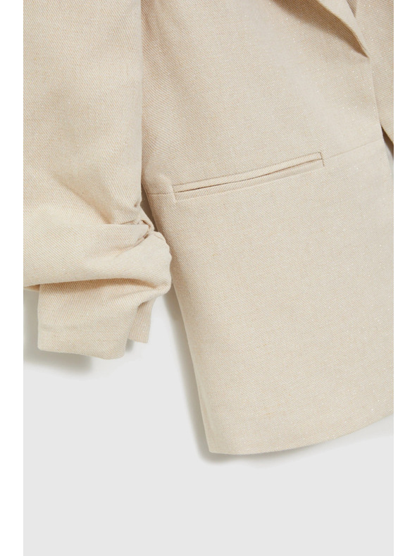 Moodo Suknjič z nagubanimi 3/4 rokavi bež Moodo