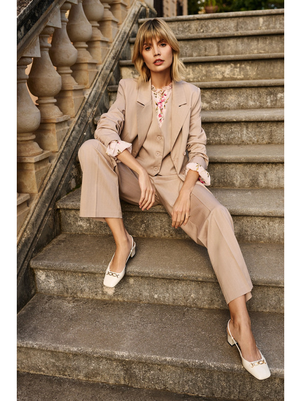 Moodo Dvovrsten suknjič progast bež Moodo