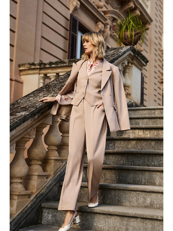 Moodo Dvovrsten suknjič progast bež Moodo