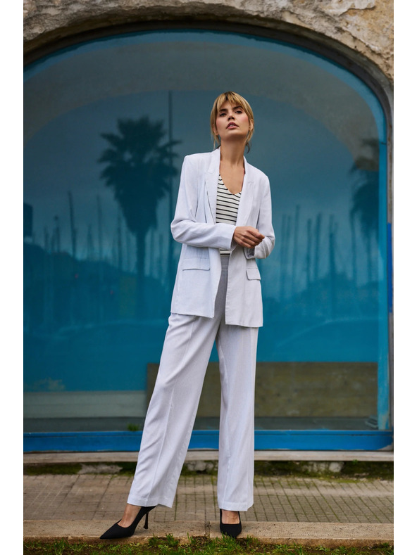 Moodo Viskozni suknjič s črtami bel Moodo