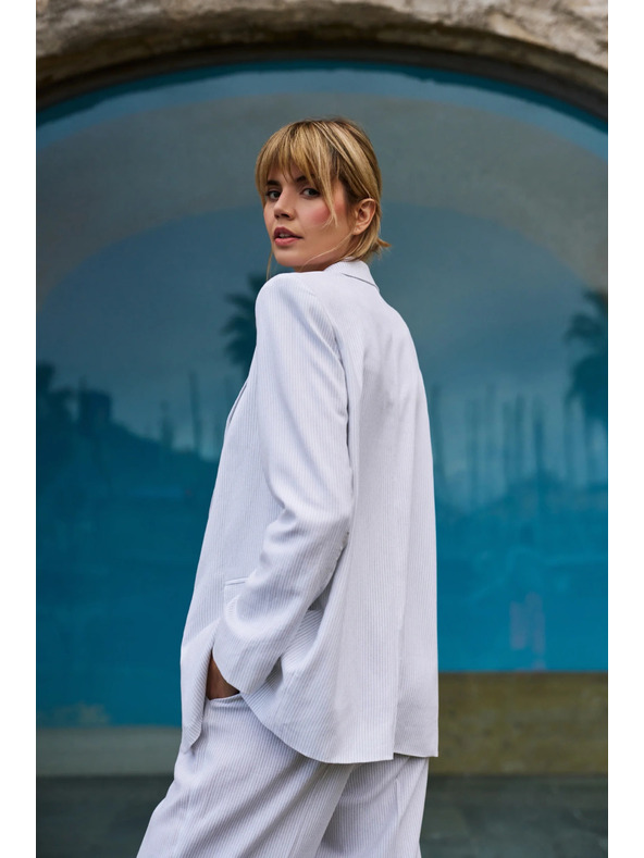 Moodo Viskozni suknjič s črtami bel Moodo