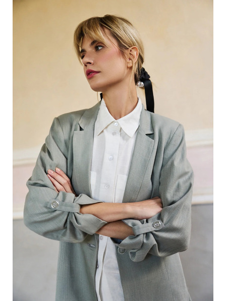 Moodo Suknjič iz viskoze in lanu olivno zelen Moodo