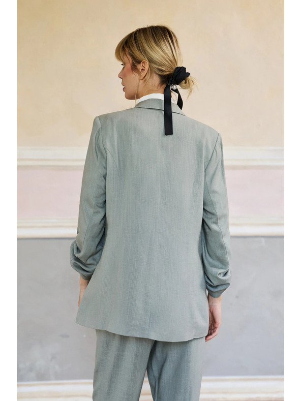 Moodo Suknjič iz viskoze in lanu olivno zelen Moodo